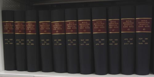 Royal Edinburgh Hospital case books on shelf